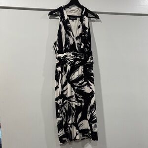 Black Label Black and White Patterned Midi Dress